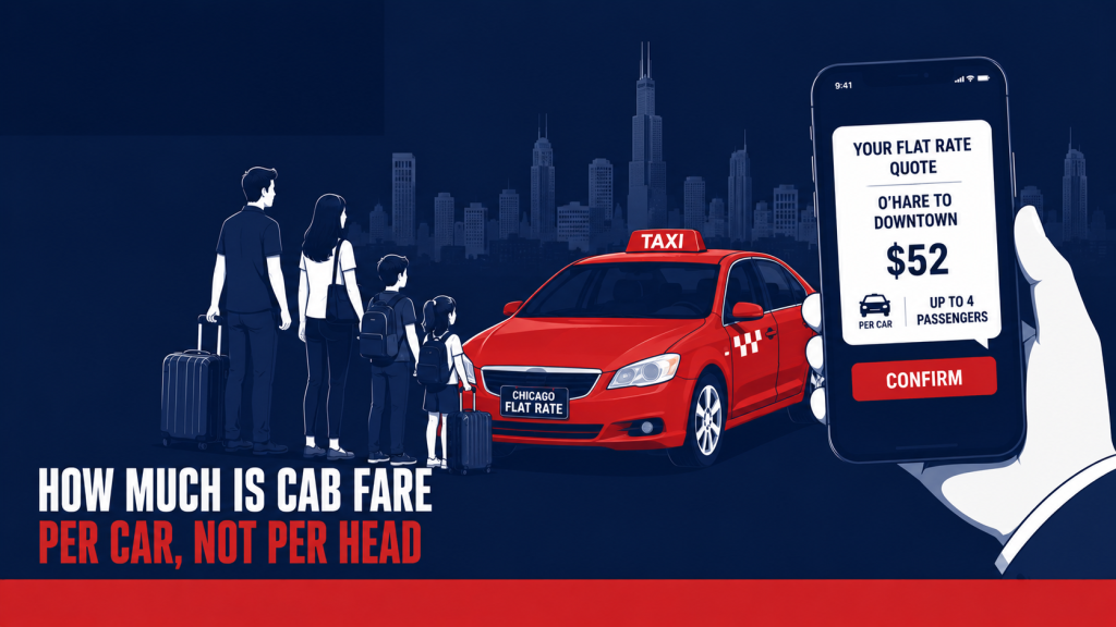 Cab fare for a family of four to Chicago airport