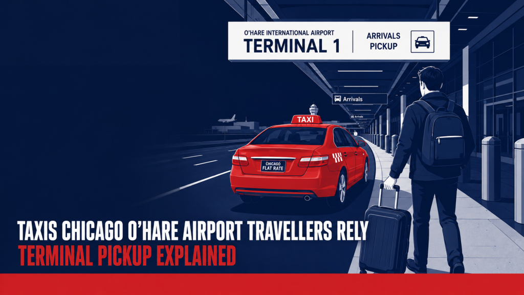 Chicago O’Hare Airport taxi terminal pickup at arrivals